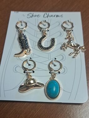 Western Shoe Charms - Gold & Turquoise Charm Set